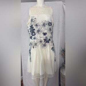 J. Taylor Floral Dress Sleeveless Party‎ Cocktail White Black Size 14